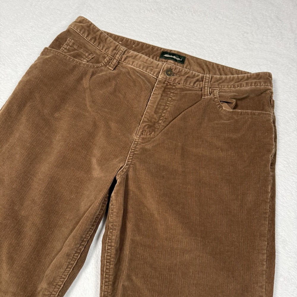 Eddie Bauer Pants Womens 12 Petite Brown Corduroy Straight Stretch Casual Khakis